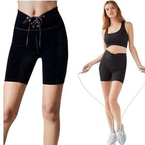 Year Of Ours Velvet Football Lace-Up Biker legging Shorts Women’s Small Black